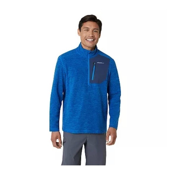 Eddie Bauer Cloud Quarter Zip Pullover Royal Blue Anti Pill Men's Size 2XL NEW - Picture 1 of 9
